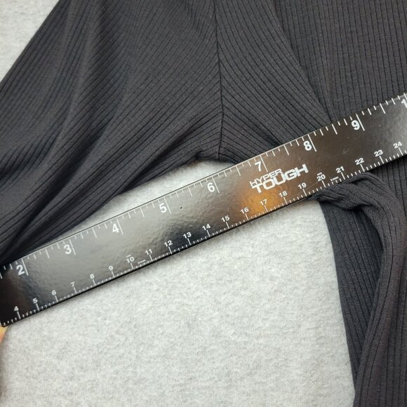 Old Navy Ribbed Dress Size Medium Black Fit & Flare 1/2 Sleeve Capsule Wardrobe - Picture 5 of 7